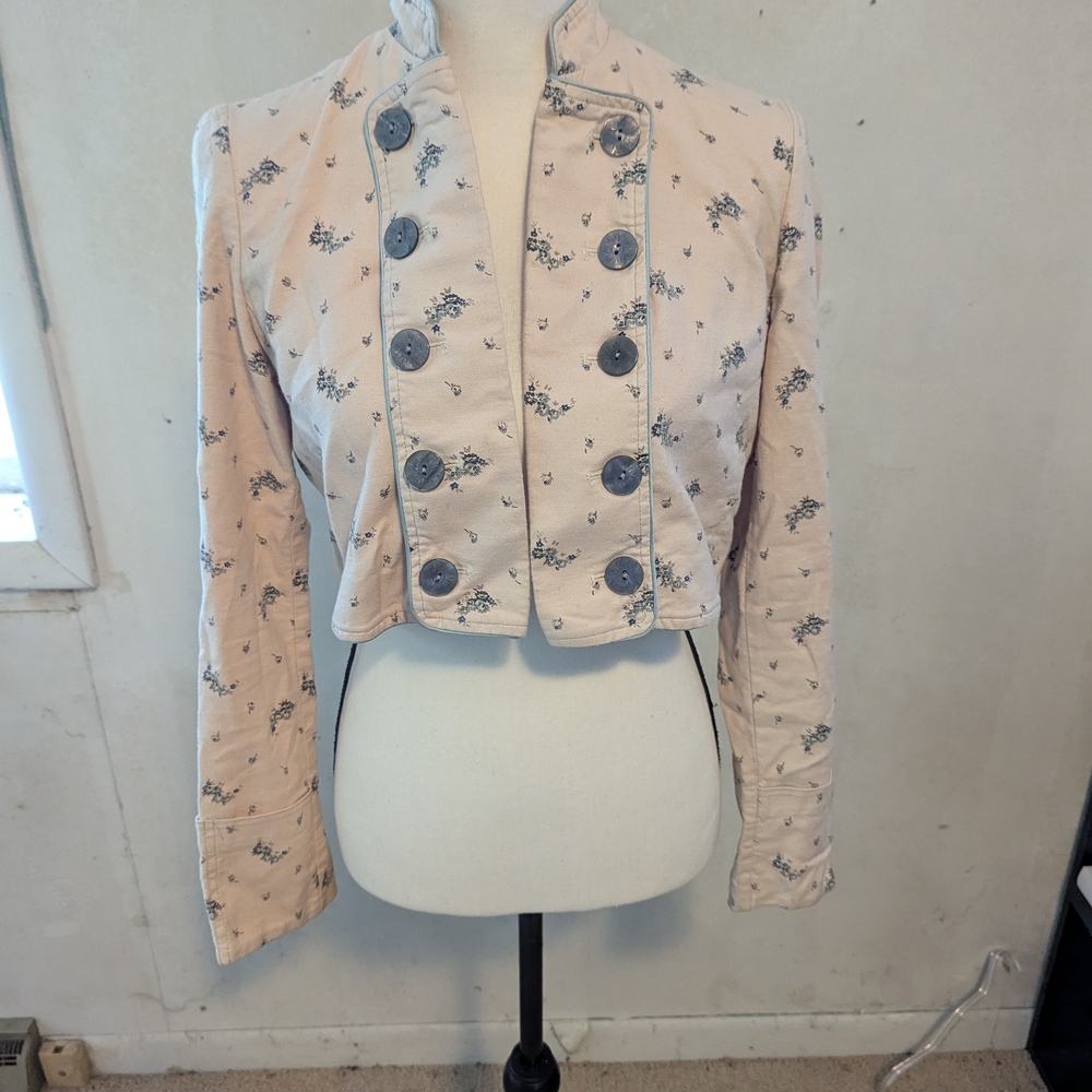 Rebecca Taylor Cream Floral Button-Up Blazer